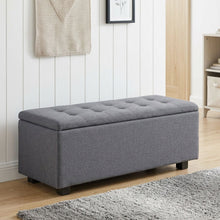 Load image into Gallery viewer, Alexander Linen Storage Ottoman Bench - Dark Grey