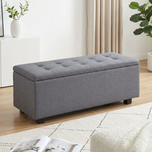 Load image into Gallery viewer, Alexander Linen Storage Ottoman Bench - Dark Grey