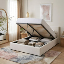 Load image into Gallery viewer, Belo Double Teddy Gas Lift Bed Frame - White