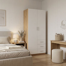 Load image into Gallery viewer, Harris 2 Door Wardrobe with 3 Drawers - Oak+White