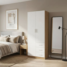 Load image into Gallery viewer, Harris 2 Door Wardrobe with 3 Drawers - Oak+White