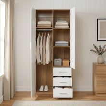 Load image into Gallery viewer, Harris 2 Door Wardrobe with 3 Drawers - Oak+White