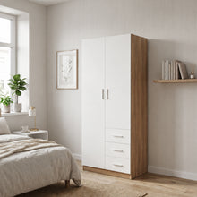Load image into Gallery viewer, Harris 2 Door Wardrobe with 3 Drawers - Oak+White