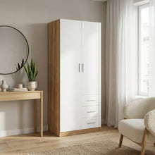 Load image into Gallery viewer, Harris 2 Door Wardrobe with 3 Drawers - Oak+White