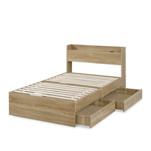 Load image into Gallery viewer, Elda King Single Bed Frame with USB Port & Drawers - Natural