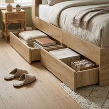 Load image into Gallery viewer, Elda King Single Bed Frame with USB Port & Drawers - Natural