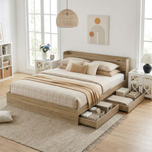 Load image into Gallery viewer, Elda Super King Bed Frame with USB Port & Drawers - Natural
