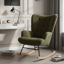 Load image into Gallery viewer, Ava Boucle Rocking Armchair - Dark Green