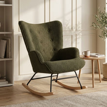 Load image into Gallery viewer, Ava Boucle Rocking Armchair - Dark Green