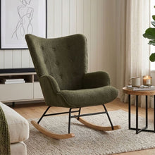 Load image into Gallery viewer, Ava Boucle Rocking Armchair - Dark Green