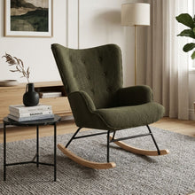 Load image into Gallery viewer, Ava Boucle Rocking Armchair - Dark Green