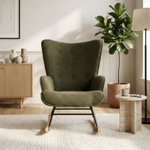 Load image into Gallery viewer, Ava Boucle Rocking Armchair - Dark Green