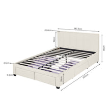 Load image into Gallery viewer, Charlotte Double Bed Frame with 4 Drawers - Beige