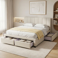 Load image into Gallery viewer, Charlotte Queen Bed Frame with 4 Drawers - Beige