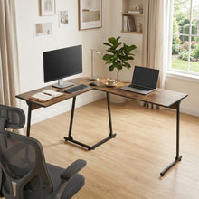 Load image into Gallery viewer, Nordix L-Shaped Computer Corner Desk - Rustic Brown