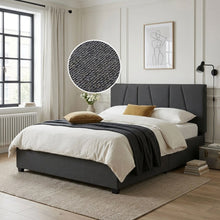 Load image into Gallery viewer, Wireva Linen Queen Bed Frame With 4 Drawers - Dark Grey