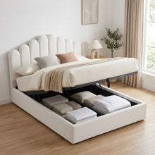 Load image into Gallery viewer, Puro Boucle Queen Gas Lift Bed Frame - White