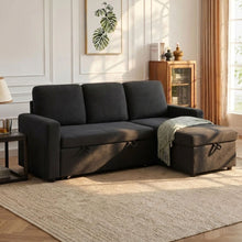 Load image into Gallery viewer, Amy 3 Seater Sofa Bed with Storage - Black