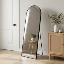 Load image into Gallery viewer, Stella Arched Freestanding Metal Mirror - Black