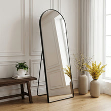 Load image into Gallery viewer, Stella Arched Freestanding Metal Mirror - Black