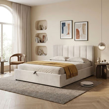 Load image into Gallery viewer, Penelope Queen Gas Lift Velvet Bed Frame - Beige