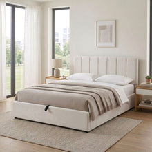 Load image into Gallery viewer, Penelope Queen Gas Lift Velvet Bed Frame - Beige