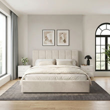 Load image into Gallery viewer, Penelope Queen Gas Lift Velvet Bed Frame - Beige