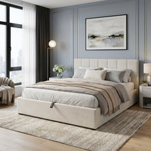 Load image into Gallery viewer, Penelope Queen Gas Lift Bed Frame - Linen Beige