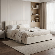 Load image into Gallery viewer, Penelope Queen Gas Lift Bed Frame - Linen Beige
