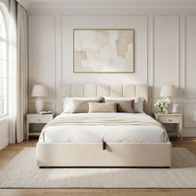 Load image into Gallery viewer, Penelope Queen Gas Lift Bed Frame - Linen Beige