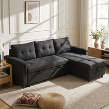 Load image into Gallery viewer, Murphy 3 Seater Sofa Bed with Storage - Black