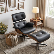 Load image into Gallery viewer, Veylo PU Armchair With Ottoman - Black & Walnut