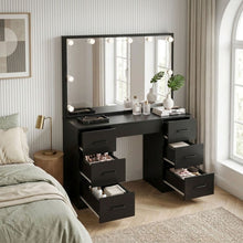 Load image into Gallery viewer, 24287-lisianthus-2-piece-dressing-table-with-mirror-stool-set-black-2606052