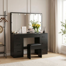 Load image into Gallery viewer, 24287-lisianthus-2-piece-dressing-table-with-mirror-stool-set-black-2606057
