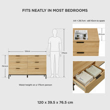 Load image into Gallery viewer, 22267-ocala-low-boy-6-drawer-chest-dresser-oak-2606091