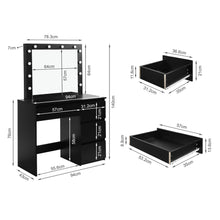 Load image into Gallery viewer, Begonia 2 Piece Dressing Table with Mirror & Stool Set - Black