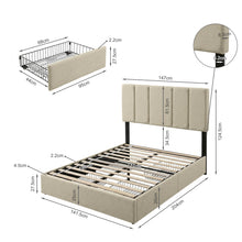 Load image into Gallery viewer, Strada Double Bed Frame with 4 Drawers - Beige