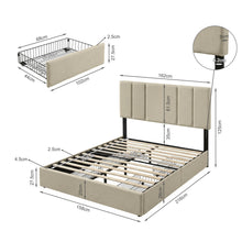 Load image into Gallery viewer, Strada Queen Bed Frame with 4 Drawers - Beige