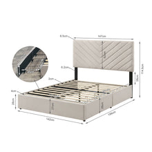 Load image into Gallery viewer, Elara Double Bed Frame with 4 Drawers - Beige