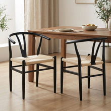 Load image into Gallery viewer, 23920-winter-rope-seat-dining-chair-wishbone-chair-replica-set-of-2-black-2606156