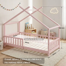 Load image into Gallery viewer, Minto Single Wooden House Bed Frame - Pink