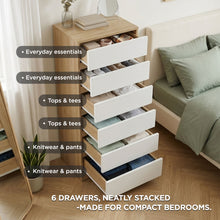 Load image into Gallery viewer, 22200-harris-6-drawers-slim-tallboy-oak-white-2606162