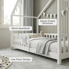 Load image into Gallery viewer, Minto Single Wooden House Bed Frame - White