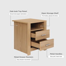 Load image into Gallery viewer, Olsen 2 Drawer Bedside Table - Oak