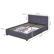 Load image into Gallery viewer, Eleanor Double Bed Frame with 4 Drawers - Dark Grey