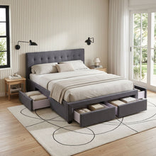 Load image into Gallery viewer, Eleanor Double Bed Frame with 4 Drawers - Dark Grey