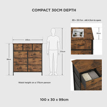 Load image into Gallery viewer, lt10262-madilyn-9-drawer-fabric-tallboy-rustic-brown-2606182