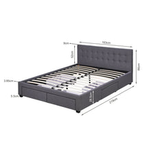 Load image into Gallery viewer, Eleanor Queen Bed Frame with 4 Drawers - Dark Grey