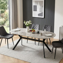 Load image into Gallery viewer, Cedar Gloss Ceramic Dining Table 180 x 90cm - Light Grey + Black