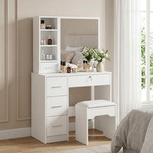 Load image into Gallery viewer, Carnation Dressing Table with Drawers Set 2pcs - White